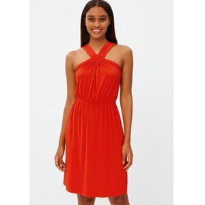 Outback Red | Gathered Halter Strap Knee-Length Dress Red/Orange | Size Small